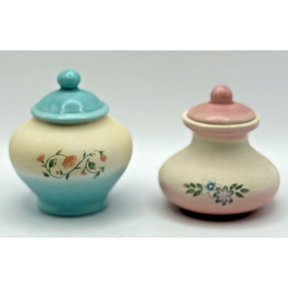 Vintage Ceramic Decorative Miniature Jar Canisters with Lids Floral